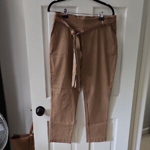 Jules & Leopold Tan With Black Polka Dot Pull On Pants